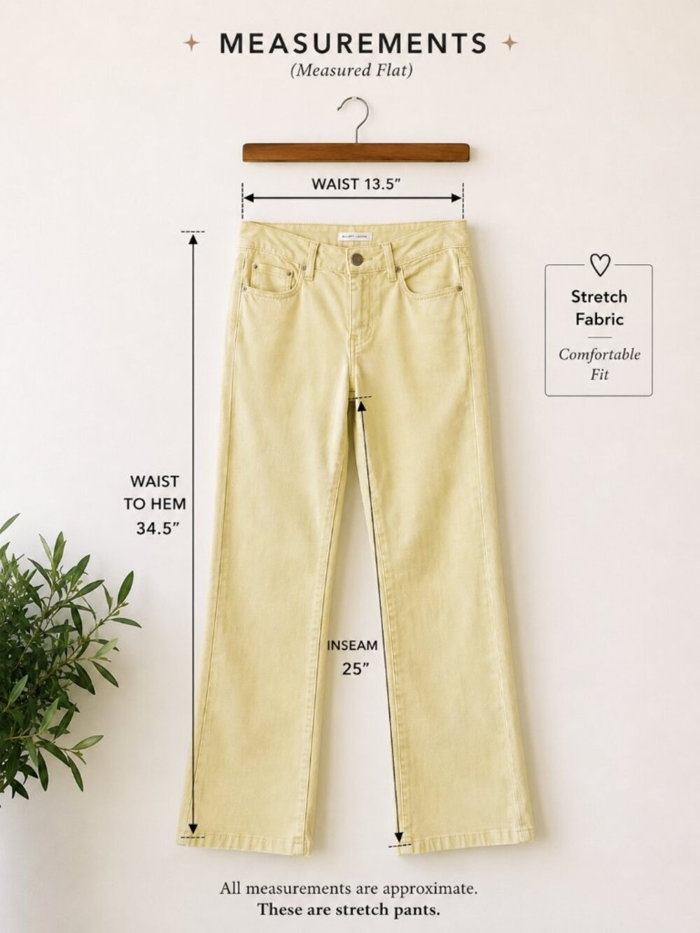 Chartreuse Stretch Bootcut Pants Size 2 Citron Green Resort Chic Elliott Lauren - Picture 2 of 6